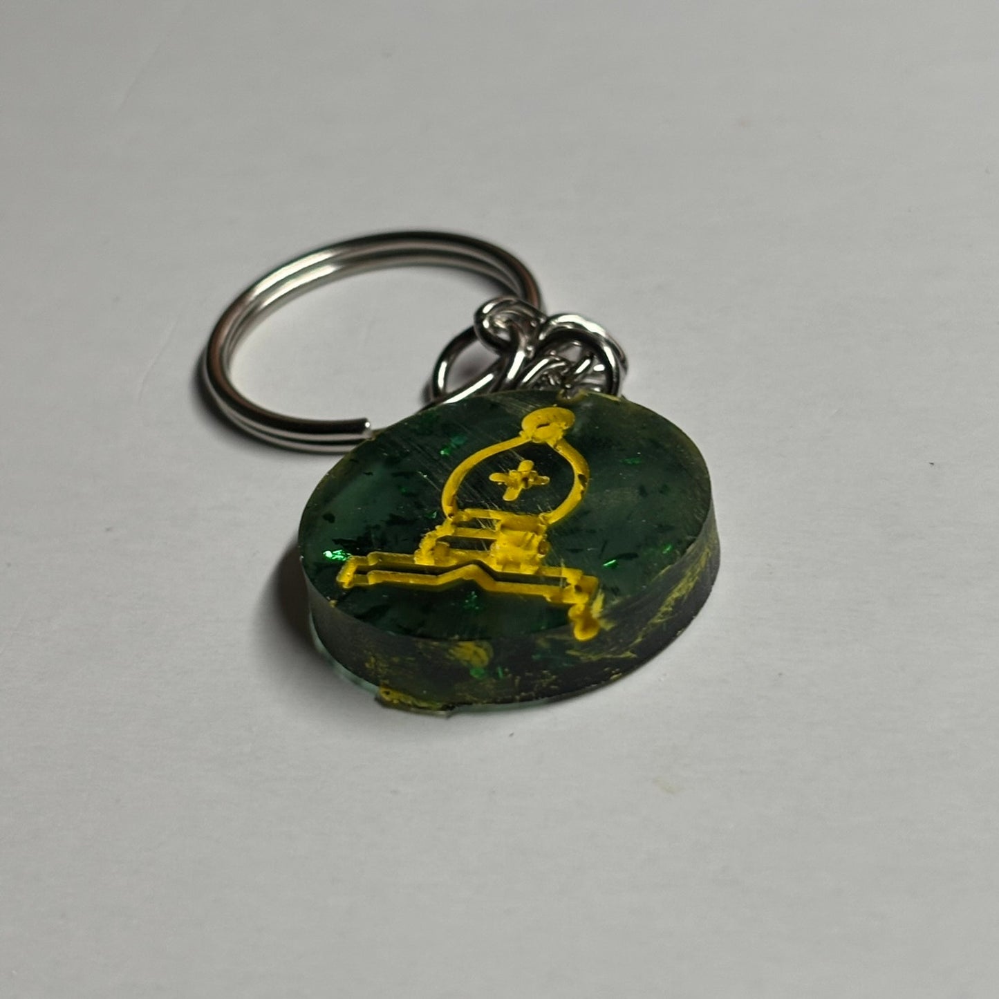 Yellow Lined Bishop - Handmade Resin Keychain - Flat Edition