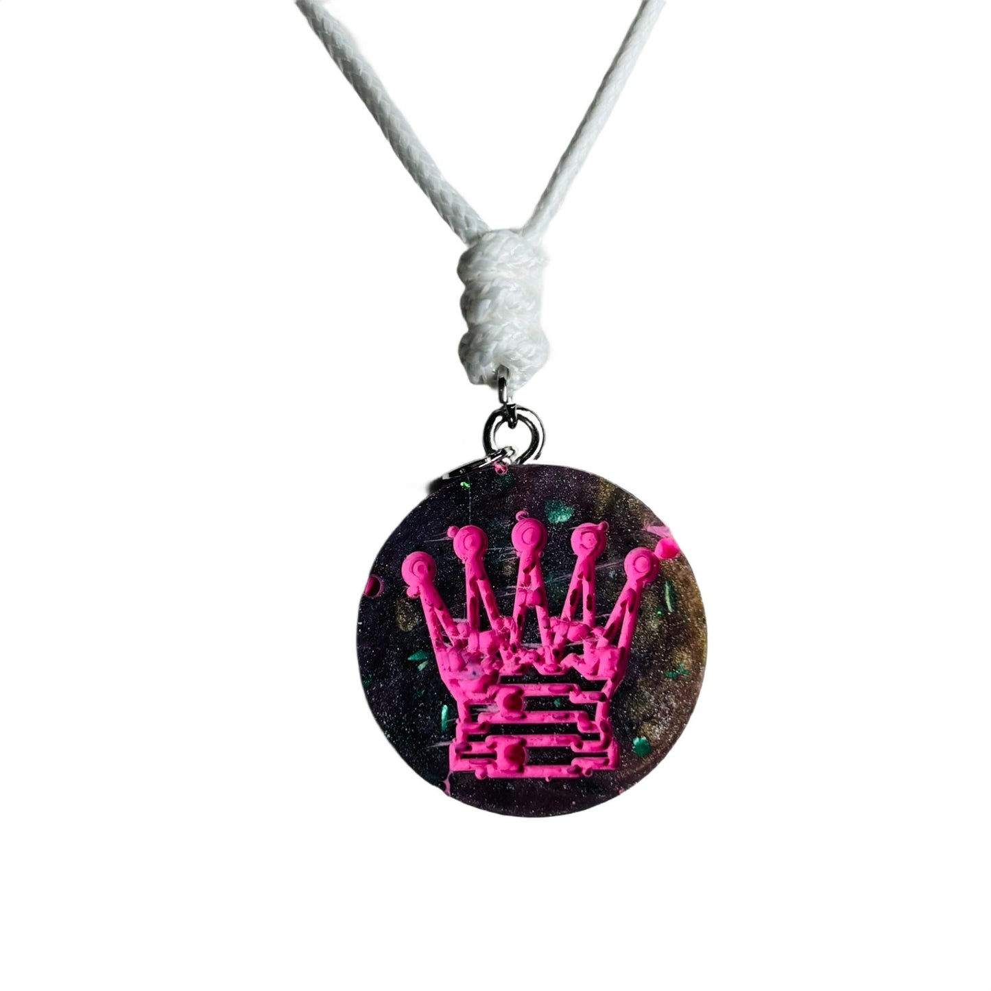 Crystal Purple Queen - Handmade Resin Chess Necklace