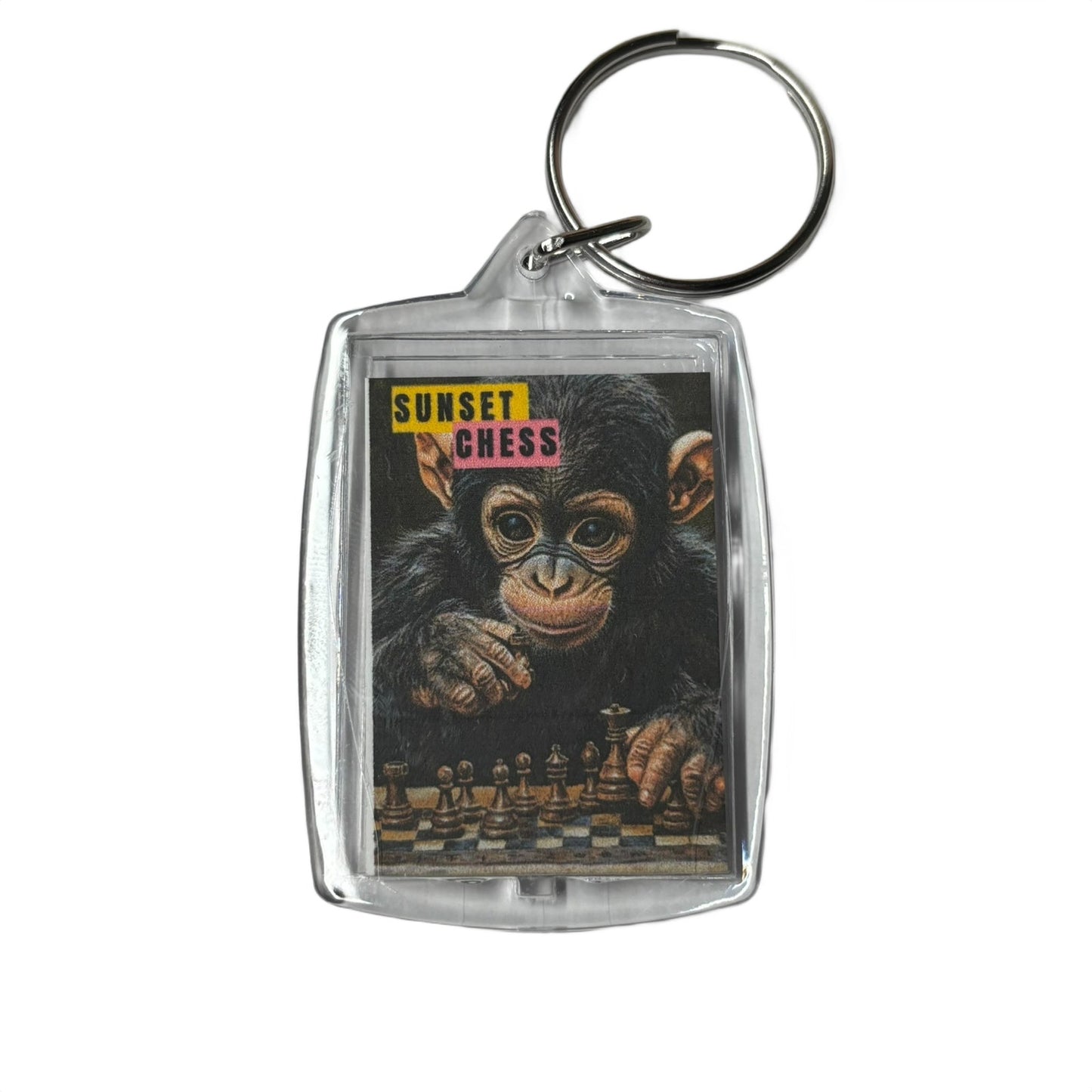 Baby Chimp - Sunset Chess Photo Keychain