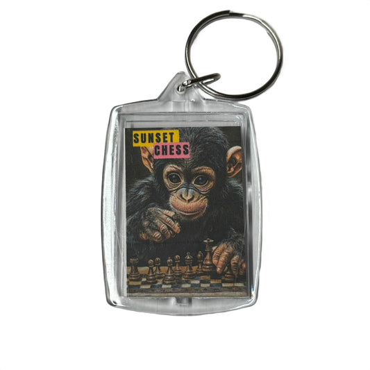 Baby Chimp - Sunset Chess Photo Keychain