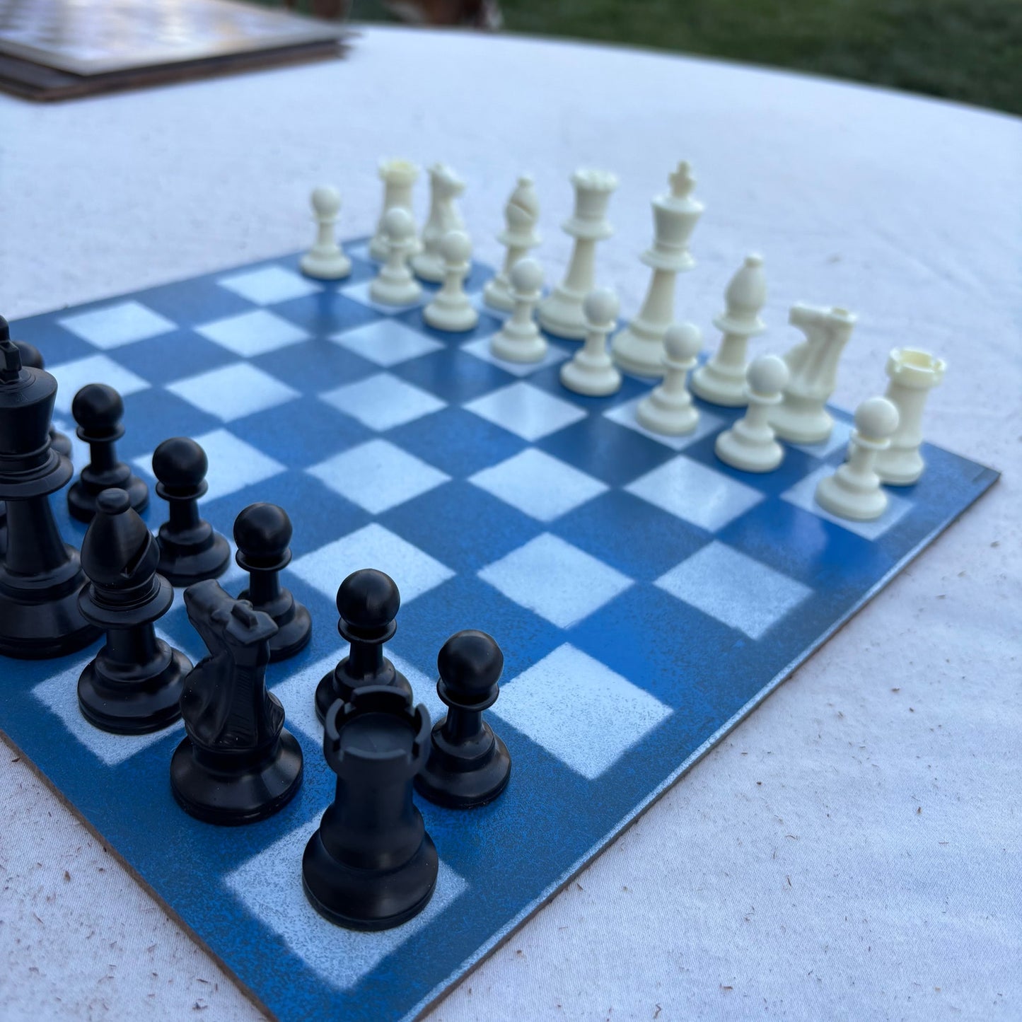 Simple Blue - Painted Chess Set
