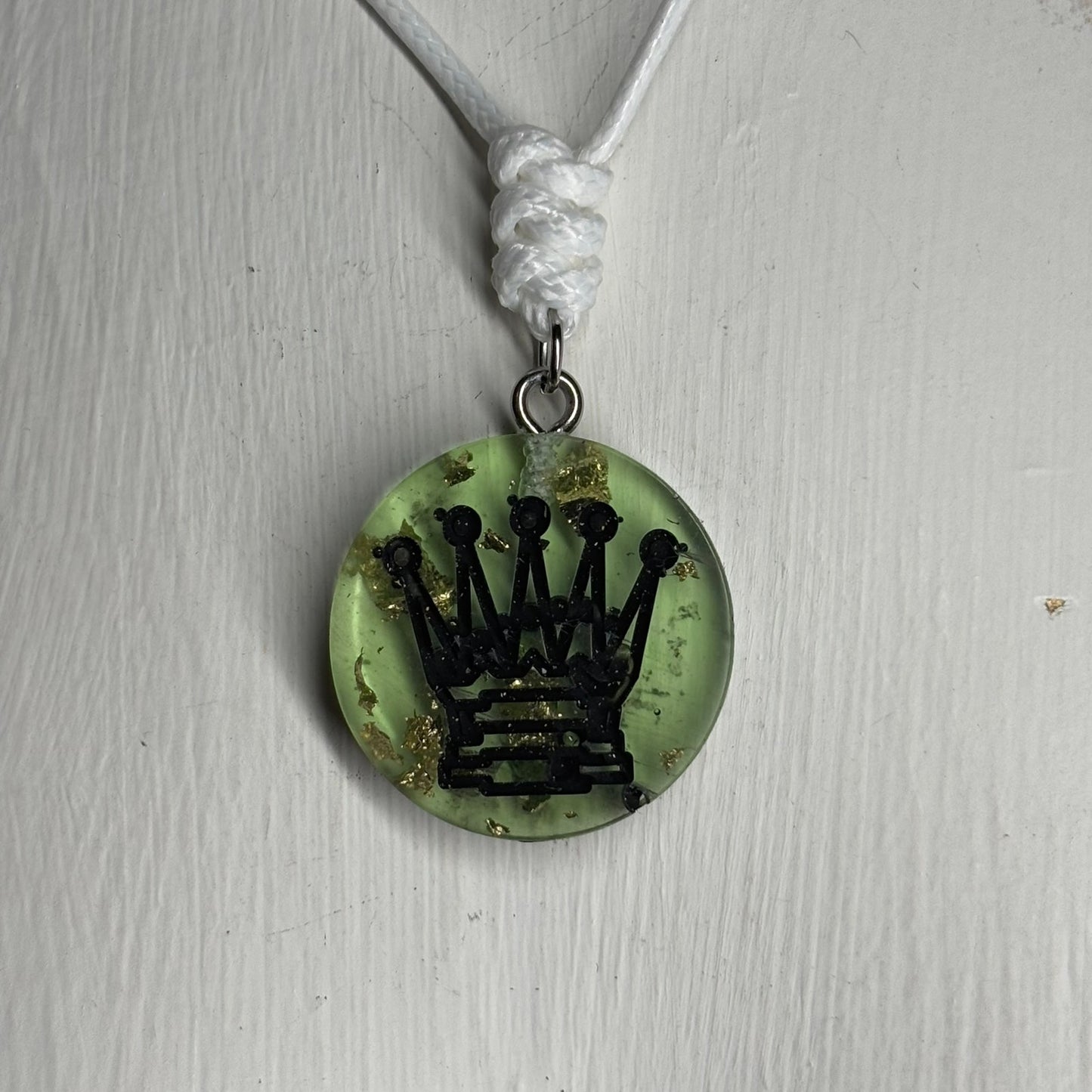 Splendid Green Queen - Handmade Resin Chess Necklace