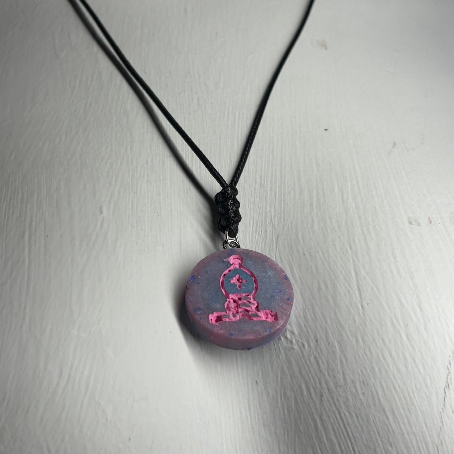 Cotton Candy Pink Bishop - Handmade Resin Chess Necklace