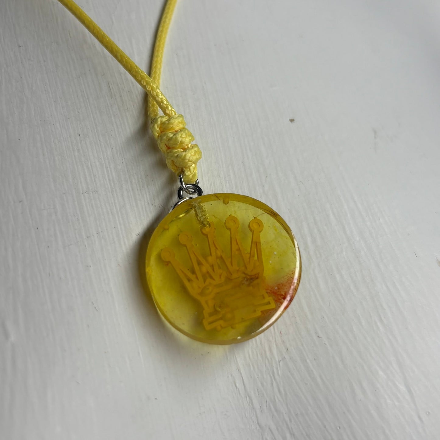 Burning Yellow Queen - Handmade Resin Chess Necklace