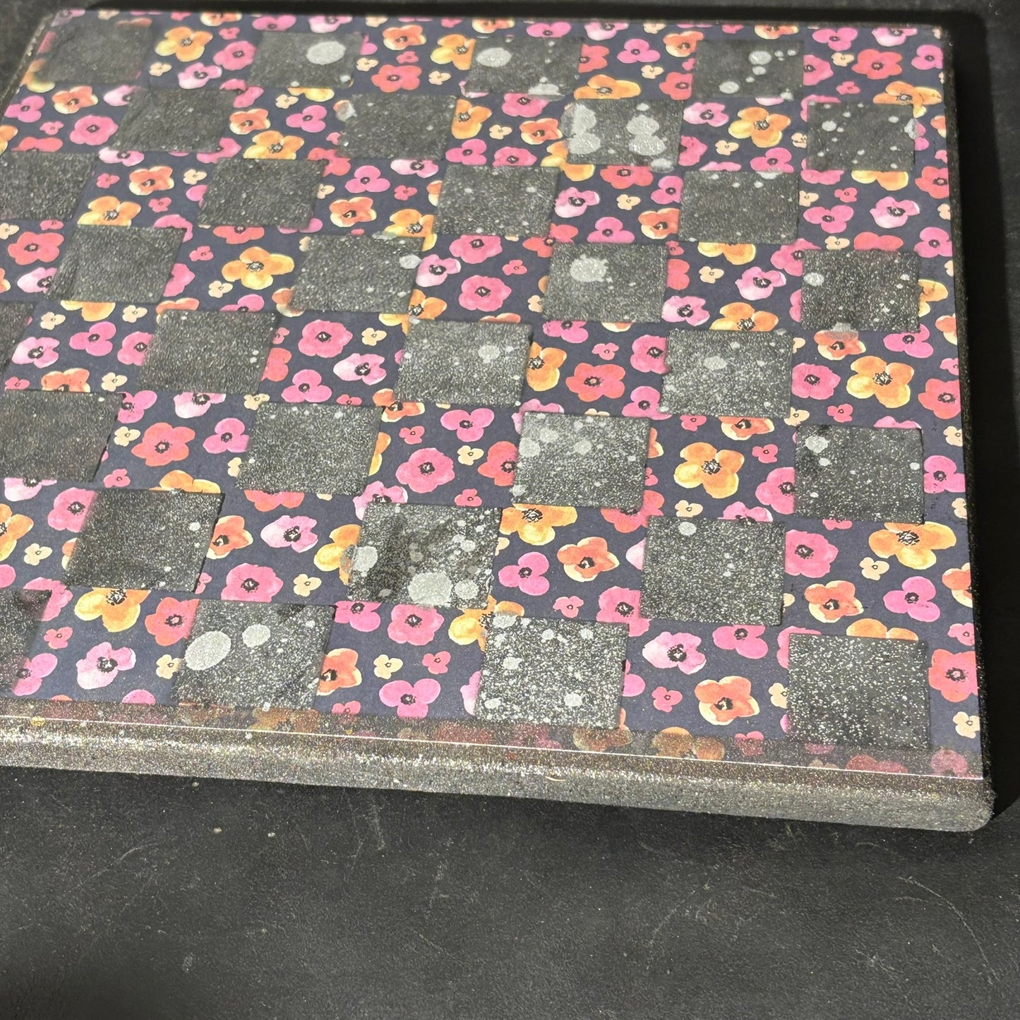 Purple & Yellow Flowers - Scrapbook Chess Board