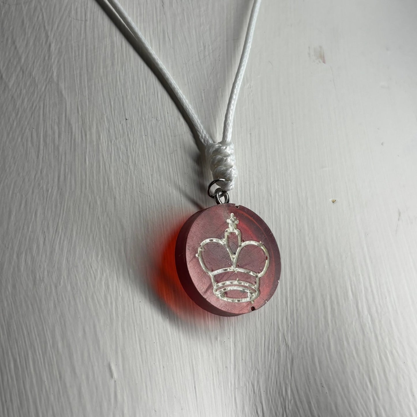 Translucent Red King - Handmade Resin Chess Necklace