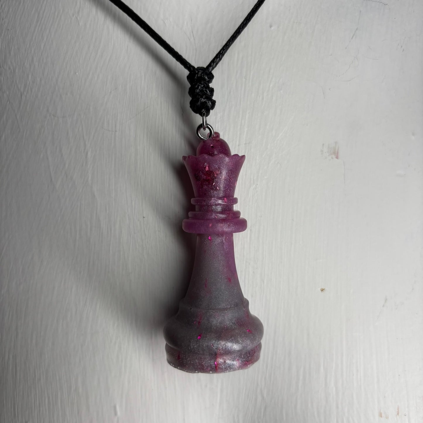 Purple Crystal Queen - Handmade Resin Chess Necklace
