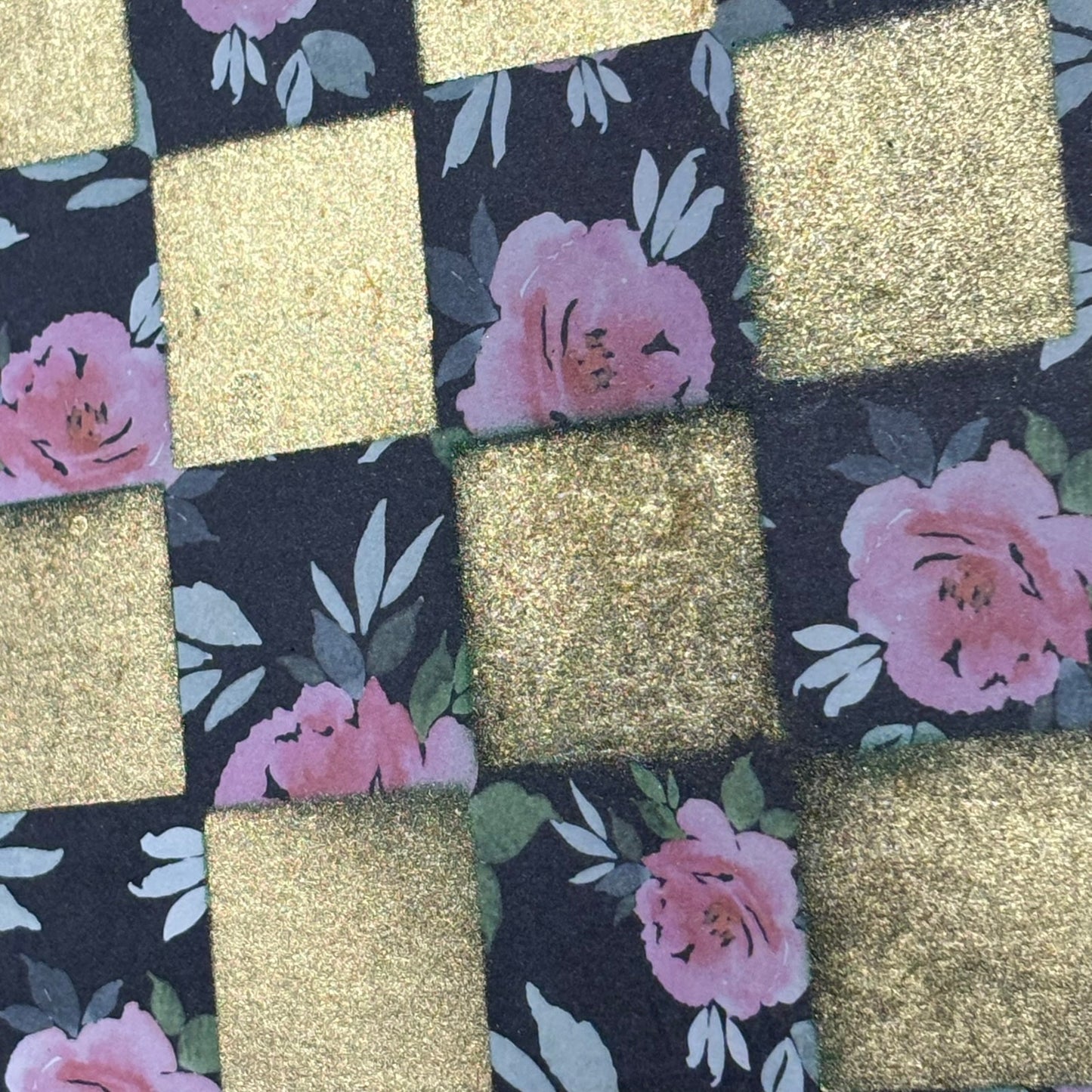 Golden Dark Green Flowers - Scrapbook Chess Board