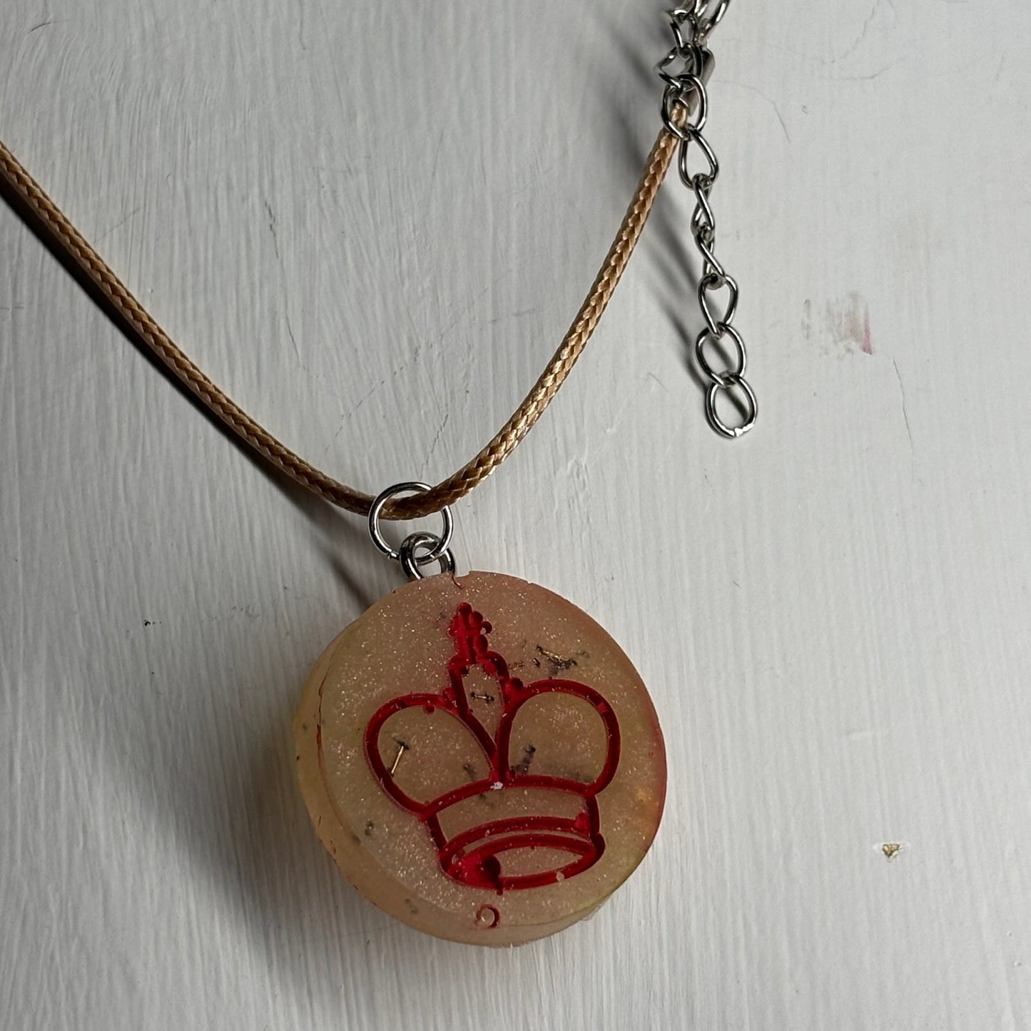 Cream Yellow King - Handmade Resin Chess Necklace