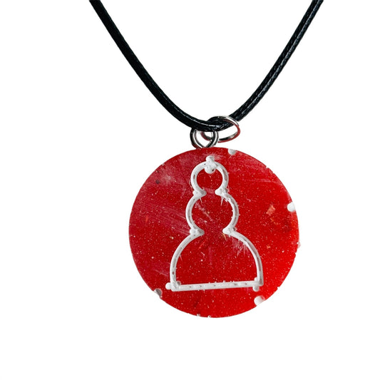 Cherry Red Pawn - Handmade Resin Chess Necklace