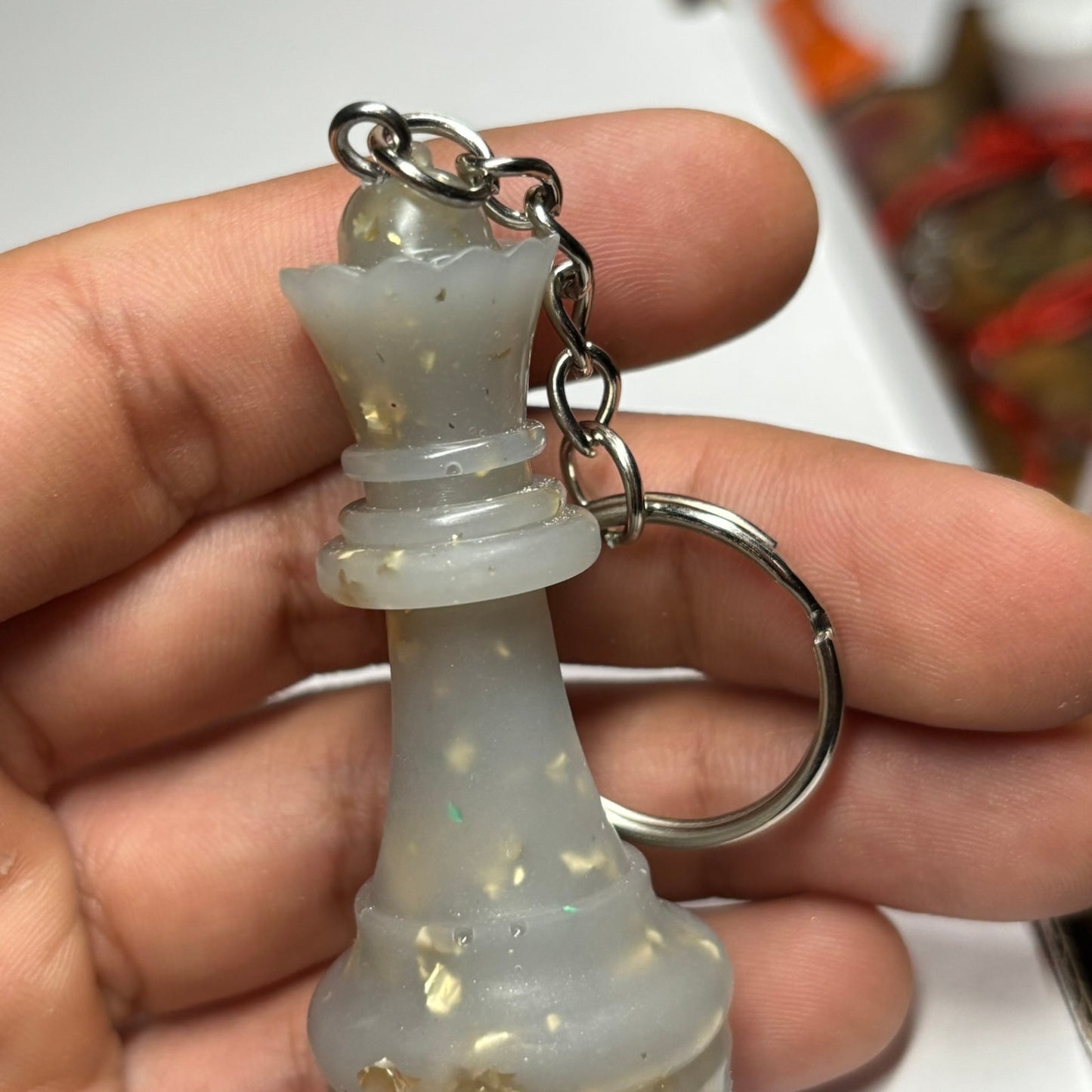 White Crystal Queen - Handmade Resin Keychain