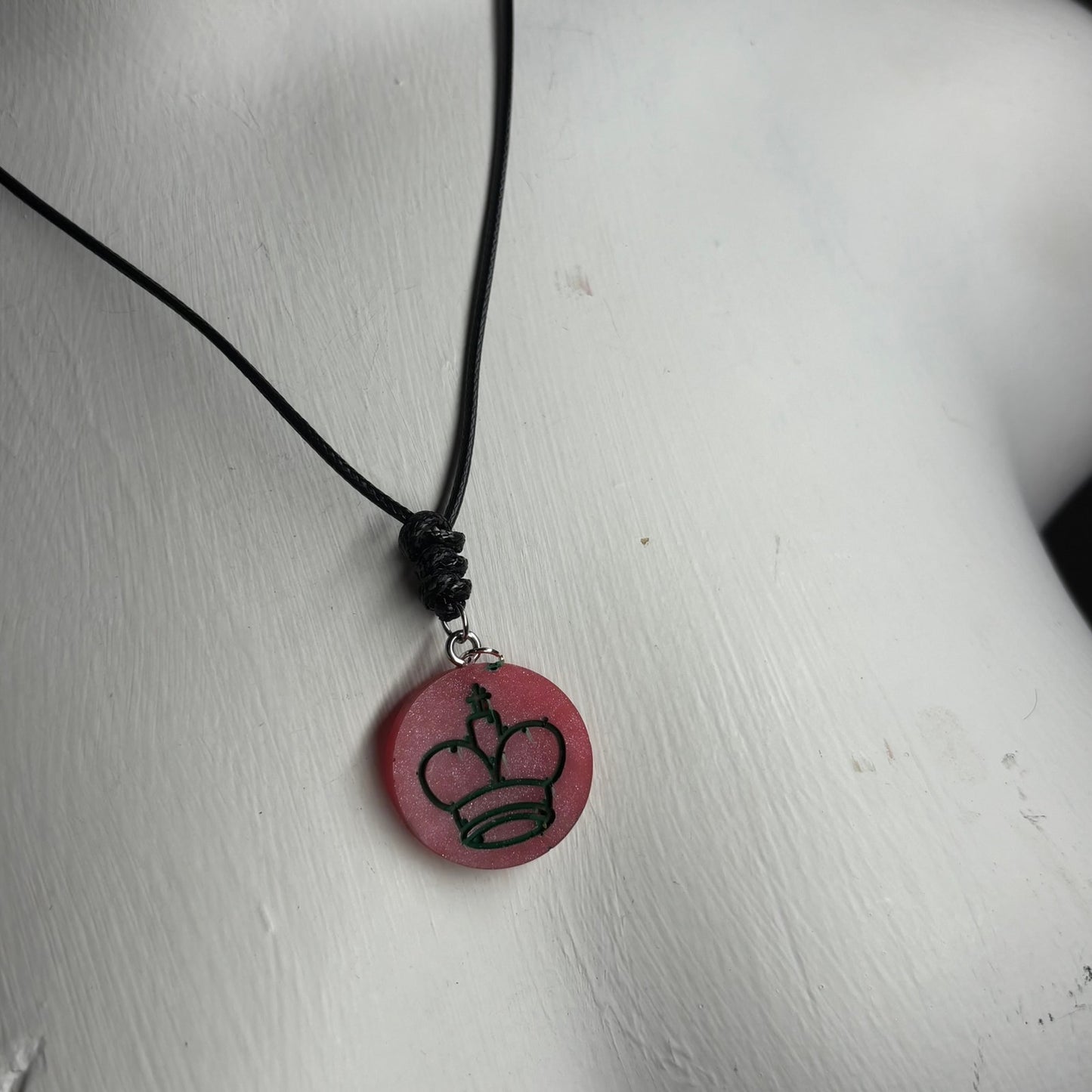 Dark Red King - Handmade Resin Chess Necklace