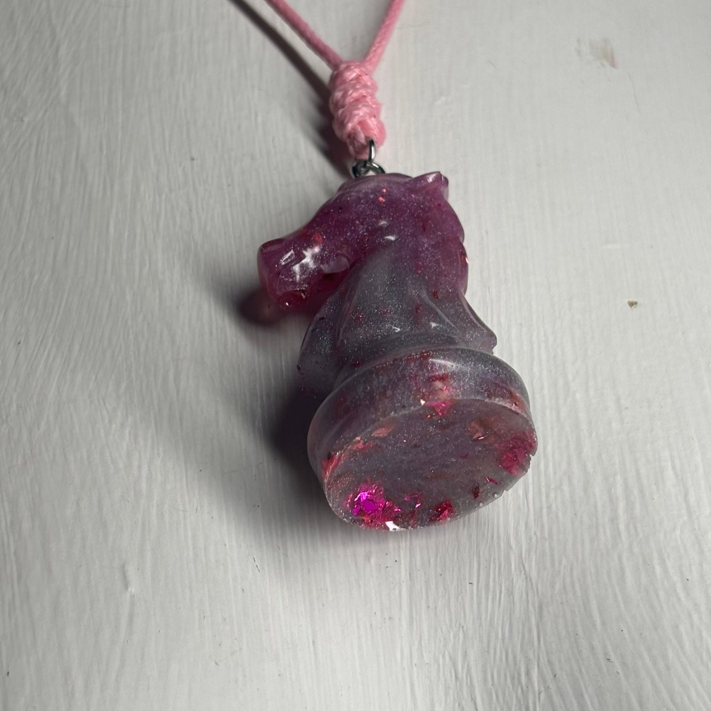 Purple Knight - Handmade Resin Chess Necklace