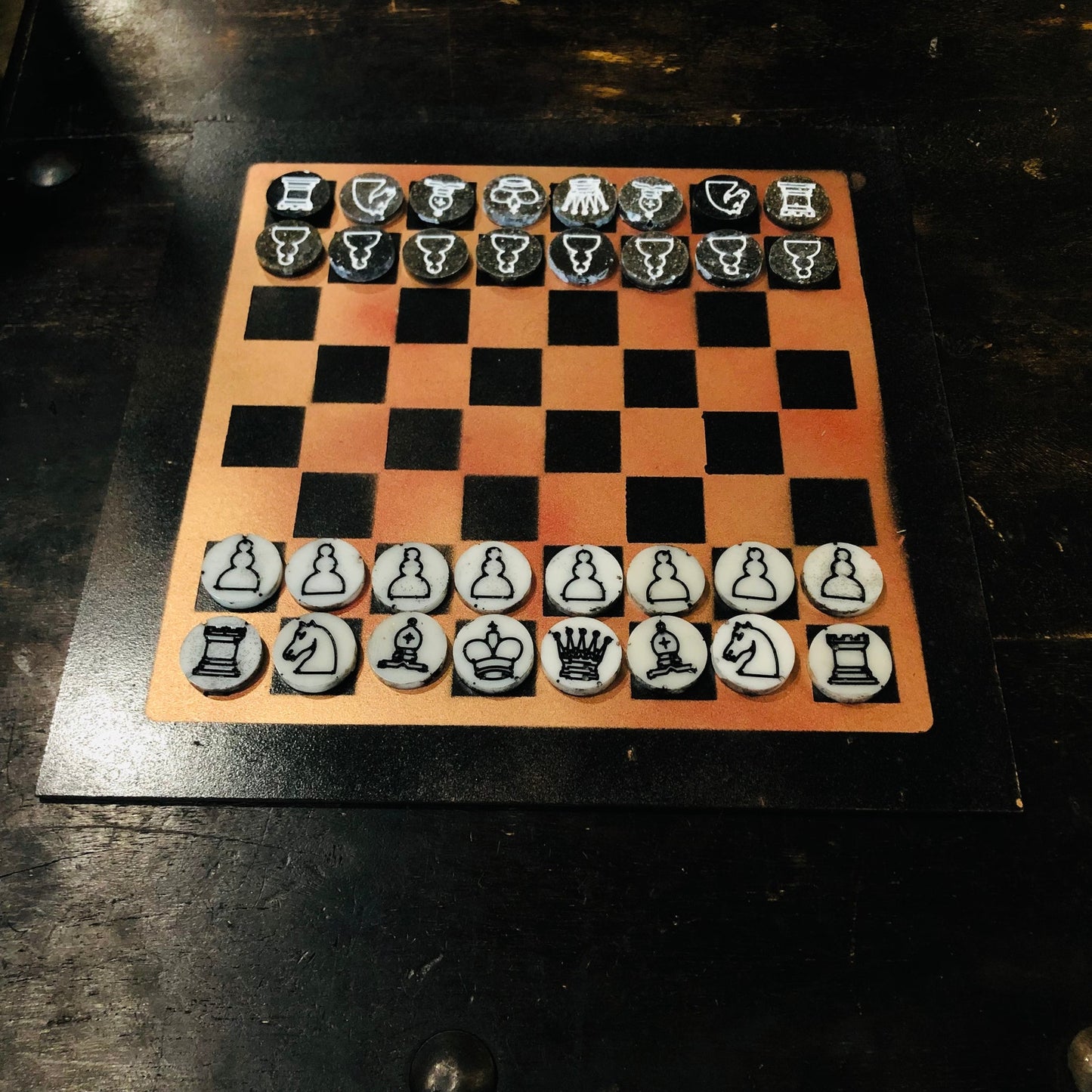 Chrome Orange - Painted Chess Set