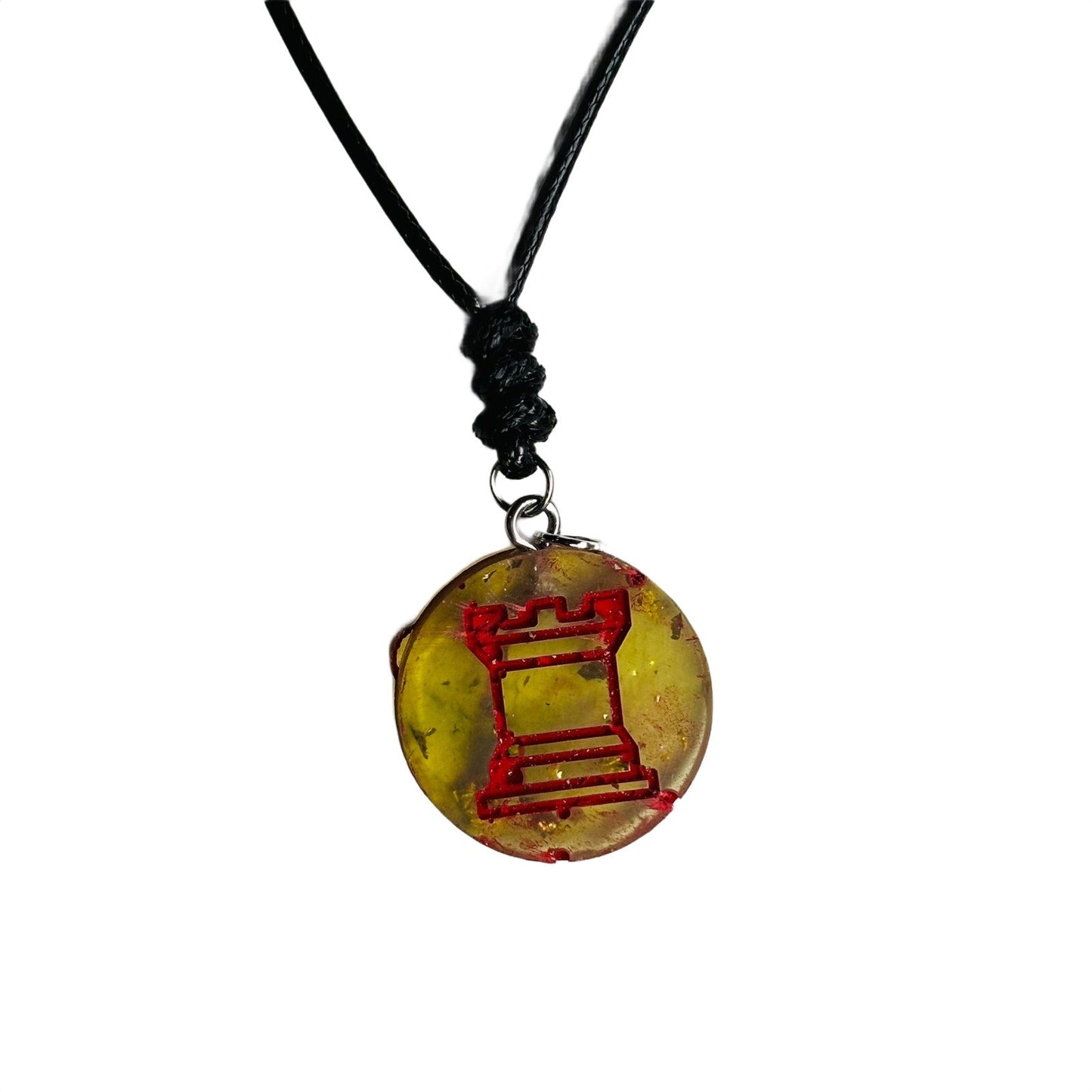 🎁 Amber Yellow Rook - Handmade Resin Chess Necklace (100% off)
