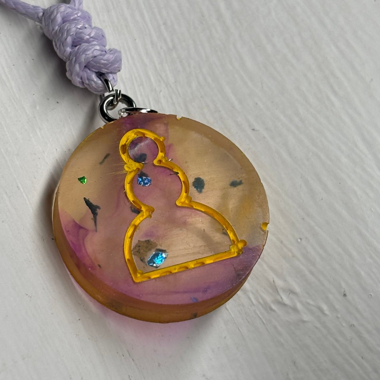 Cosmic Purple Pawn - Handmade Resin Chess Necklace