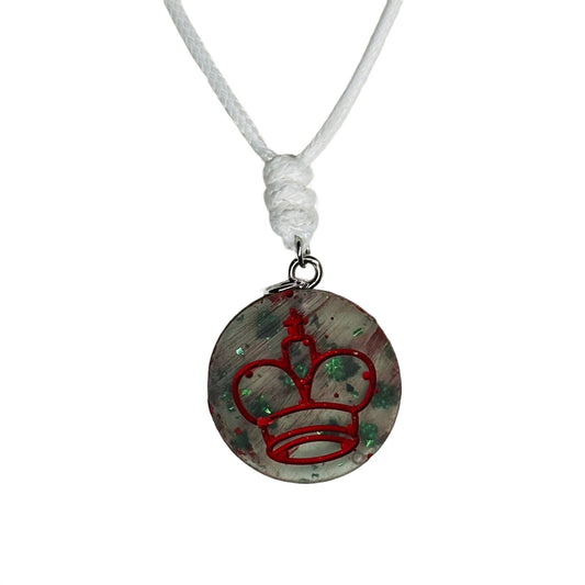 Red Print King - Handmade Resin Chess Necklace
