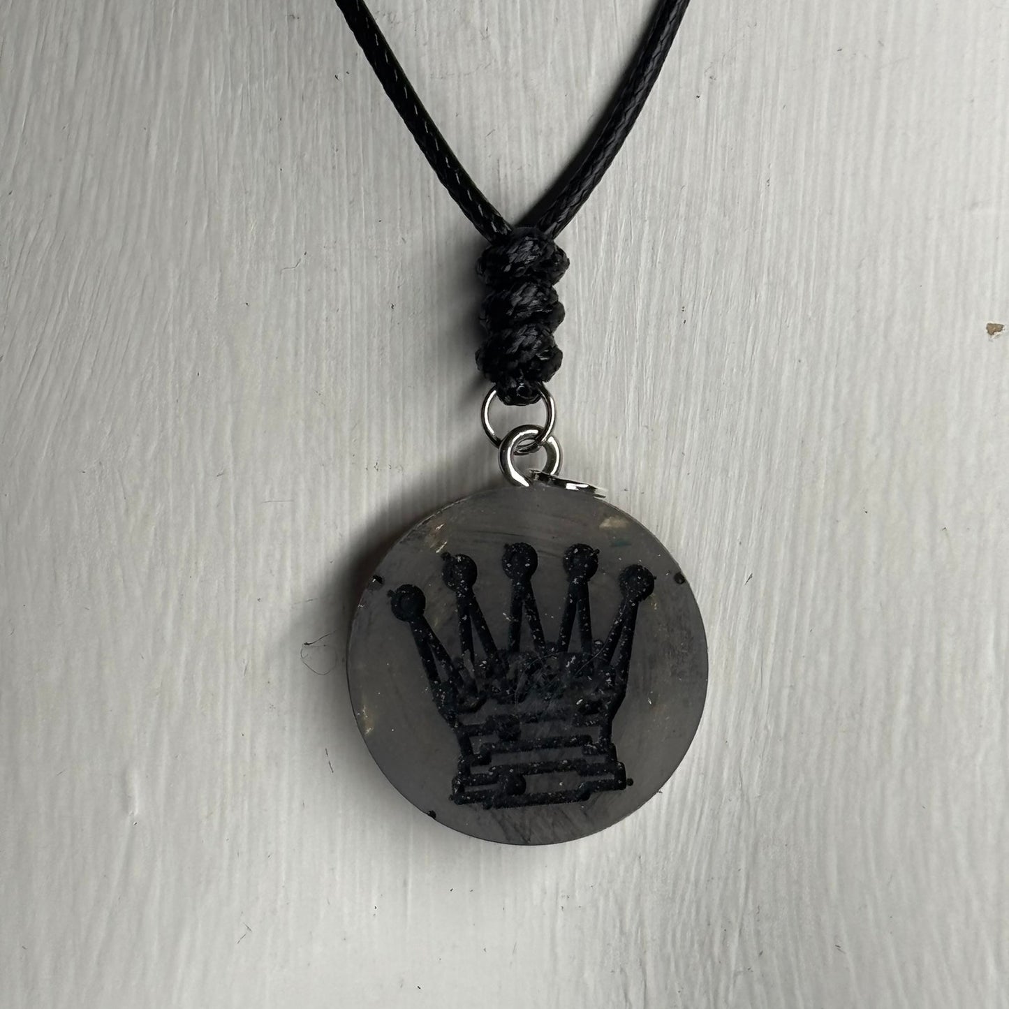 Silver Queen - Handmade Resin Chess Necklace