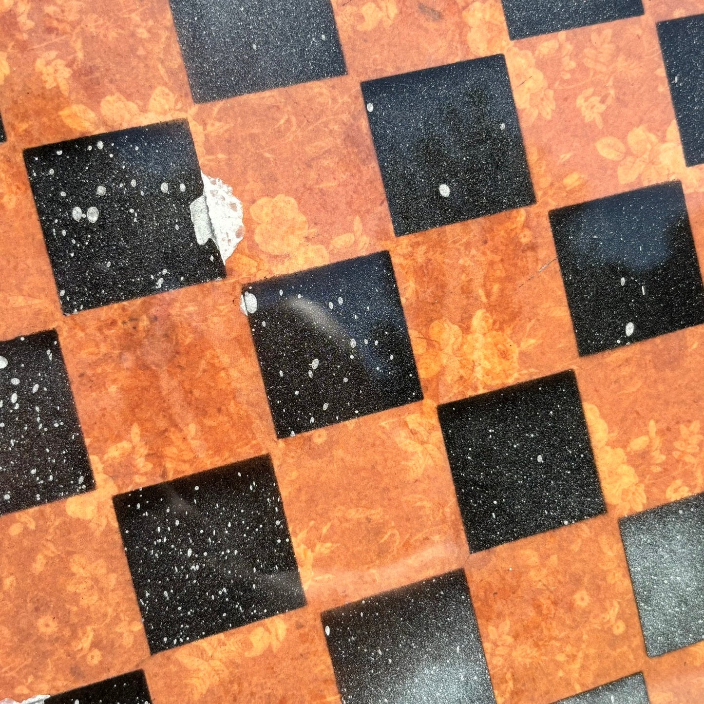 Orange & Black - Resin Coated Chess Board