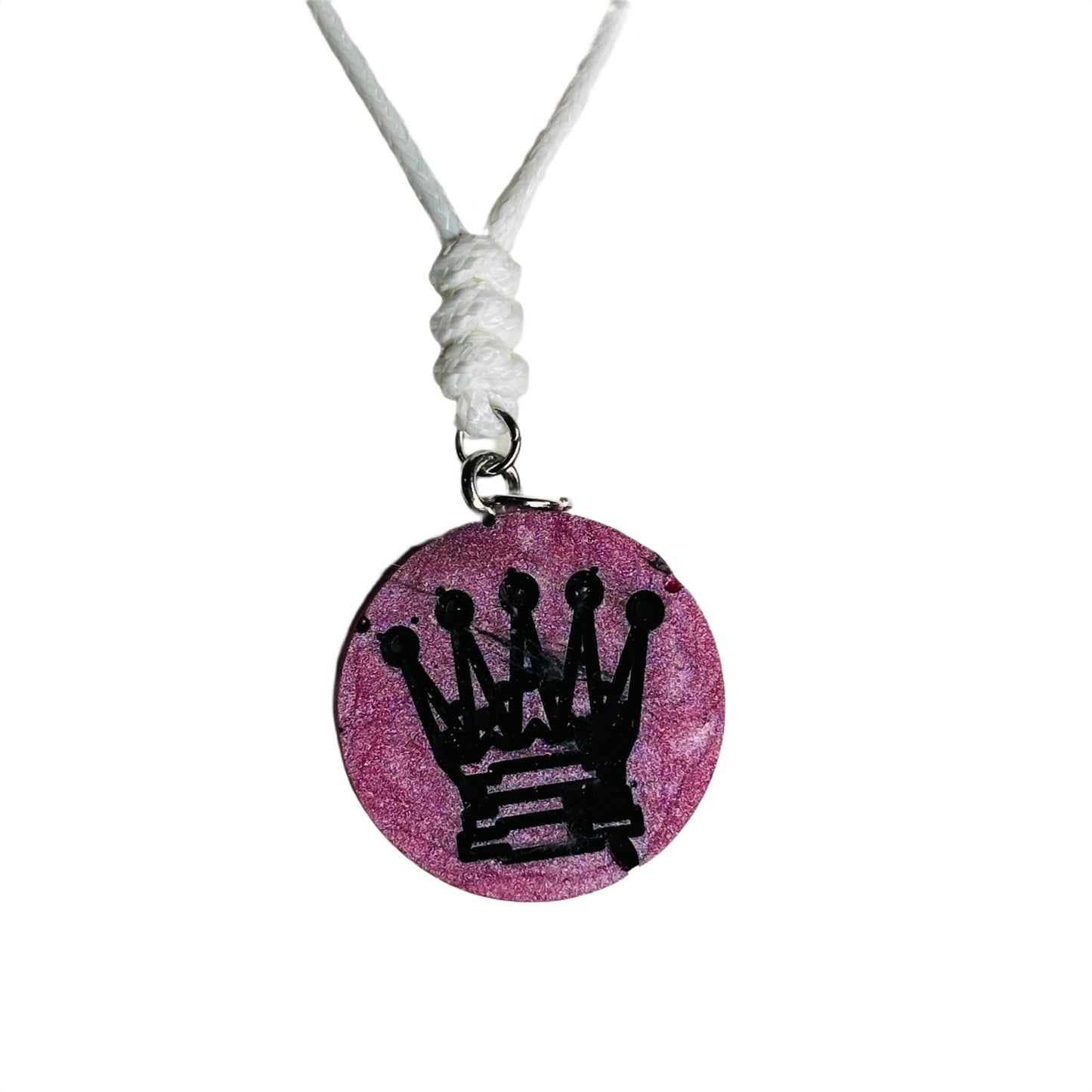 Dark Pink Queen - Handmade Resin Chess Necklace