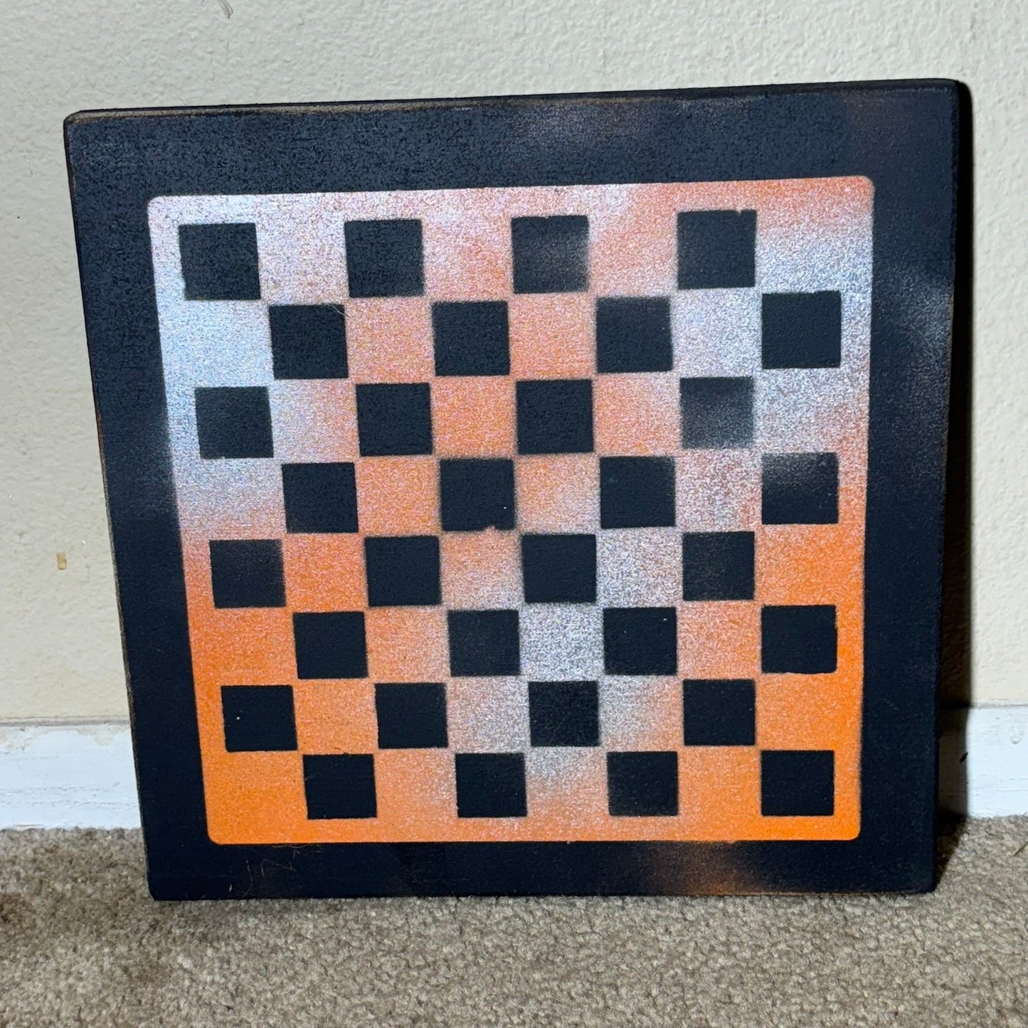 Blue Orange Mesh - Painted Chess Board