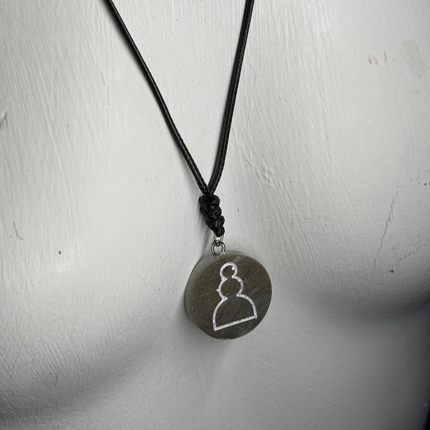 Smooth Dark Green Pawn - Handmade Resin Chess Necklace