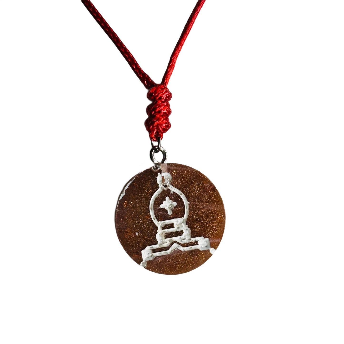 Dark Orange Bishop - Handmade Resin Chess Necklace