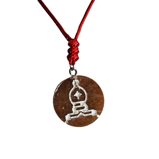 Dark Orange Bishop - Handmade Resin Chess Necklace