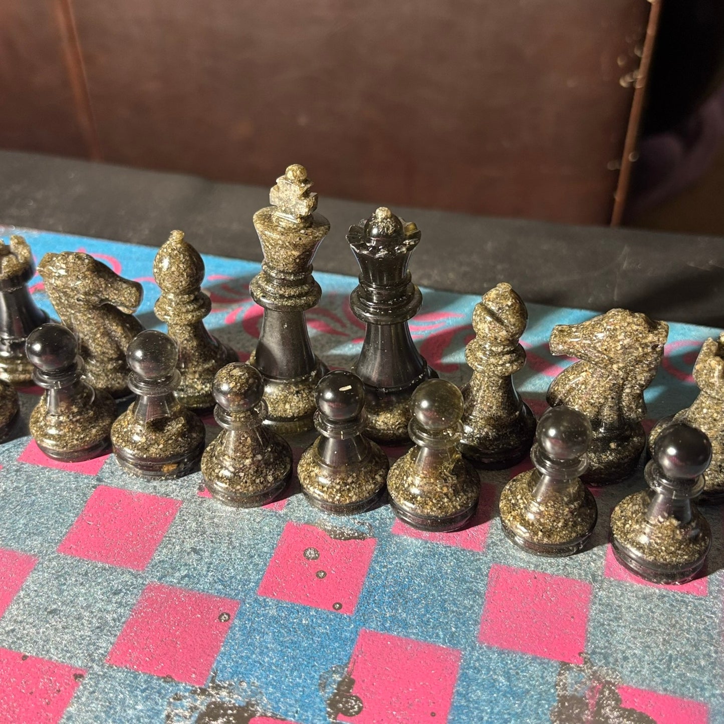 Sky Blue Pink- Painted Chess Set