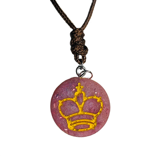 Cream Pink King - Handmade Resin Chess Necklace