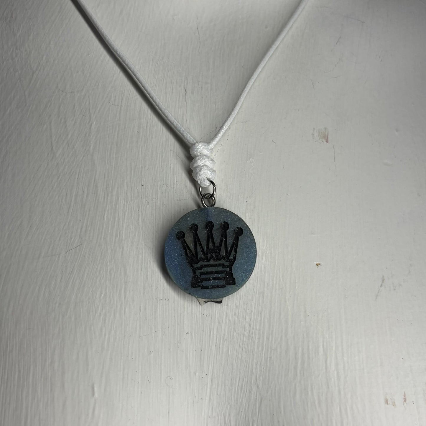 Blue Queen - Handmade Resin Chess Necklace