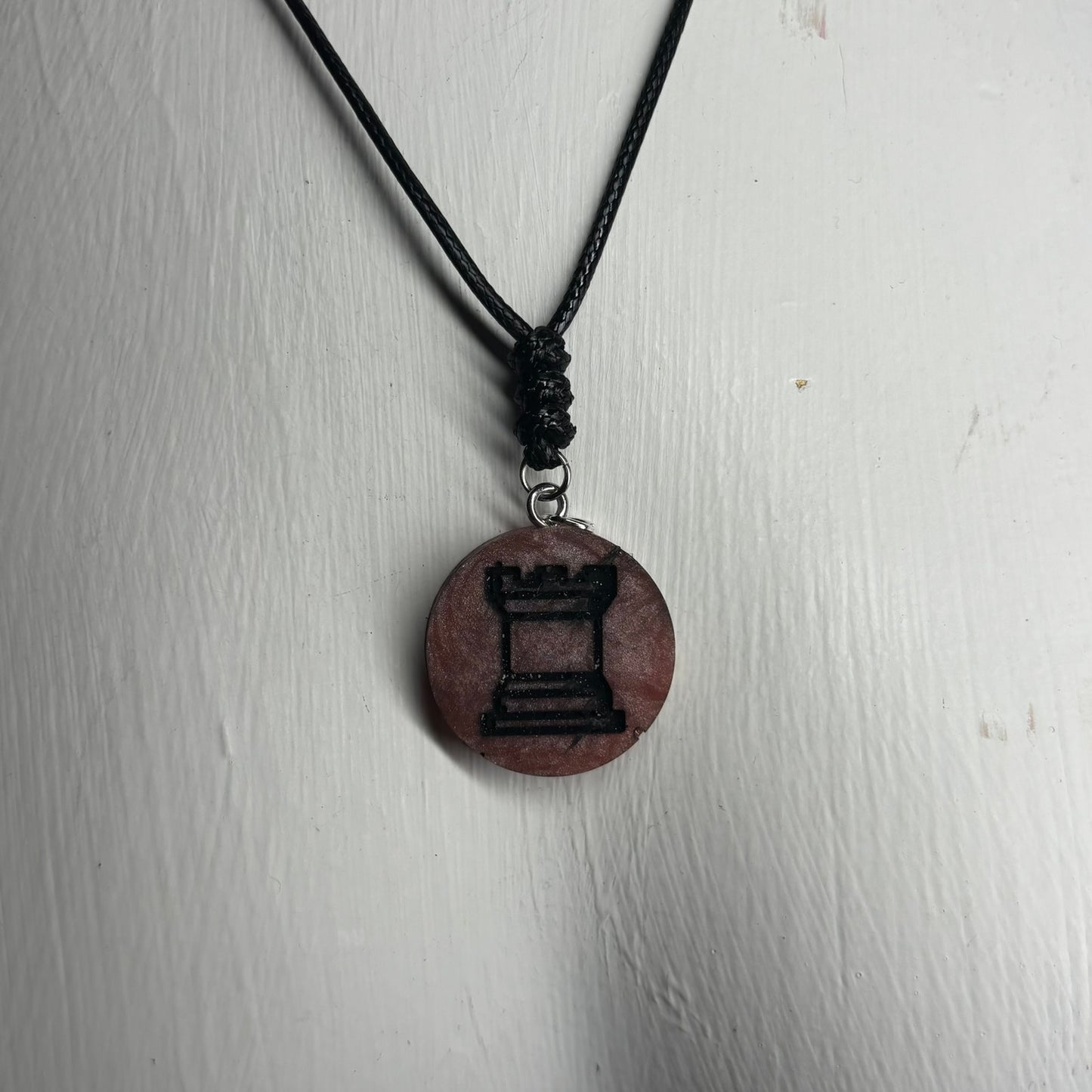 Bronze Red - Handmade Resin Chess Necklace