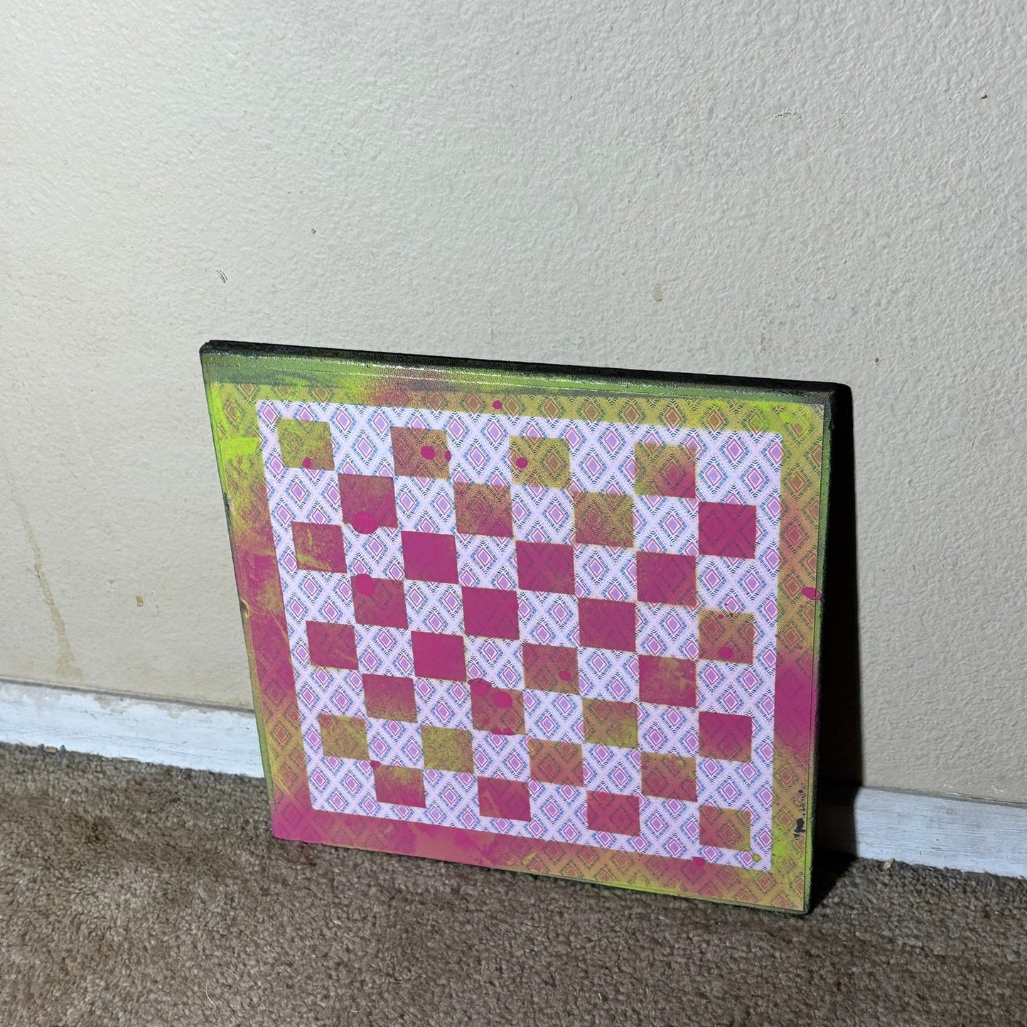 Pink & Green Mesh - Scrapbook Chess Board
