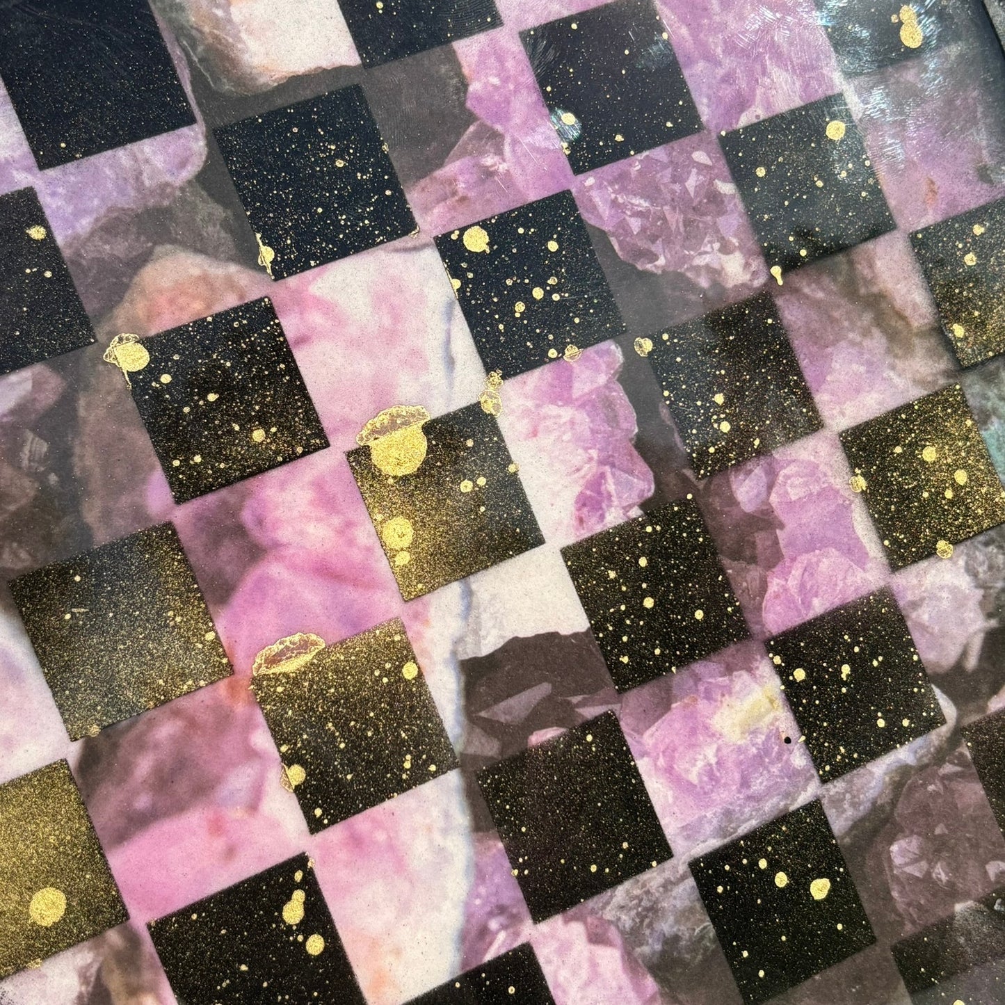 Sprinkled Gold Crystal - Resin Coated Chess Board