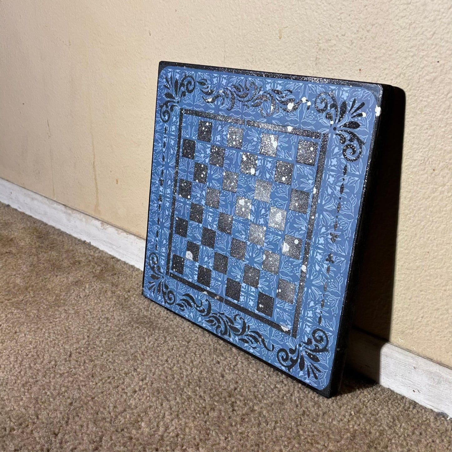 Chrome Speckled Blue Vintage - Scrapbook Chess Board