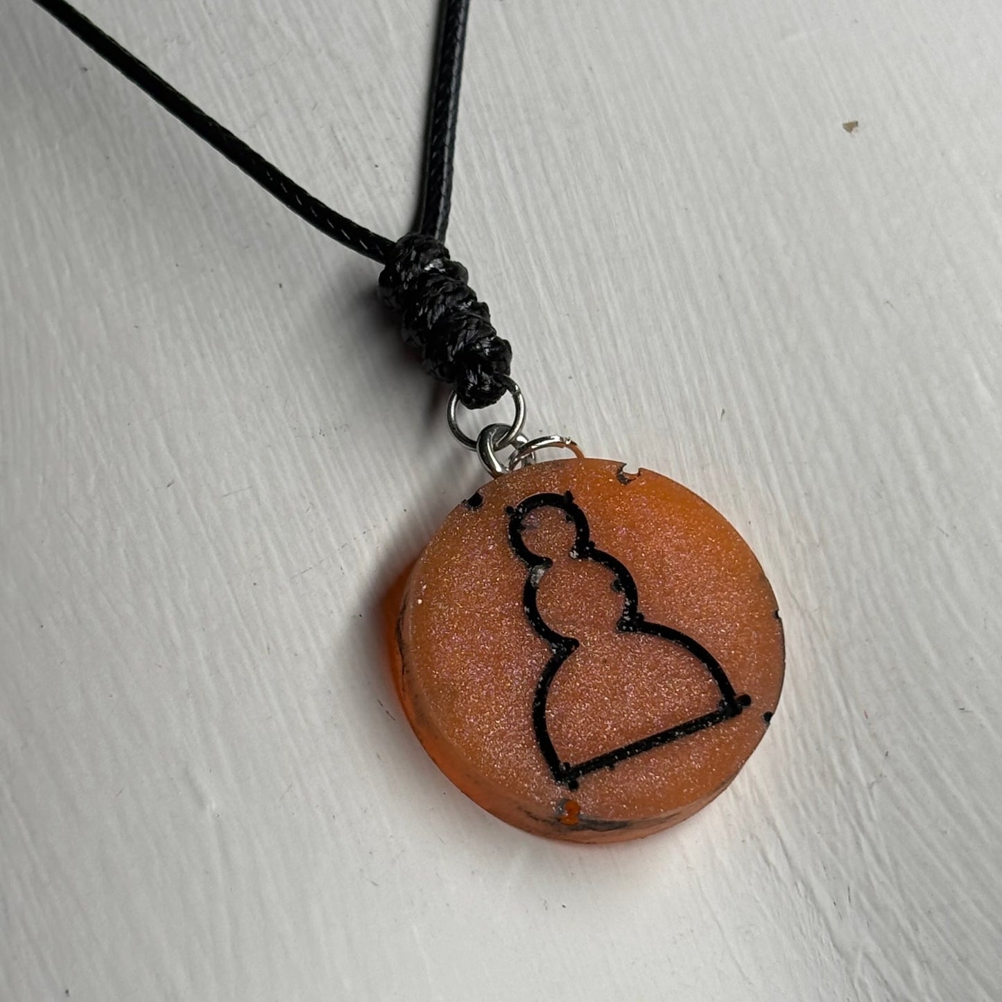 Orange Pawn - Handmade Resin Chess Necklace