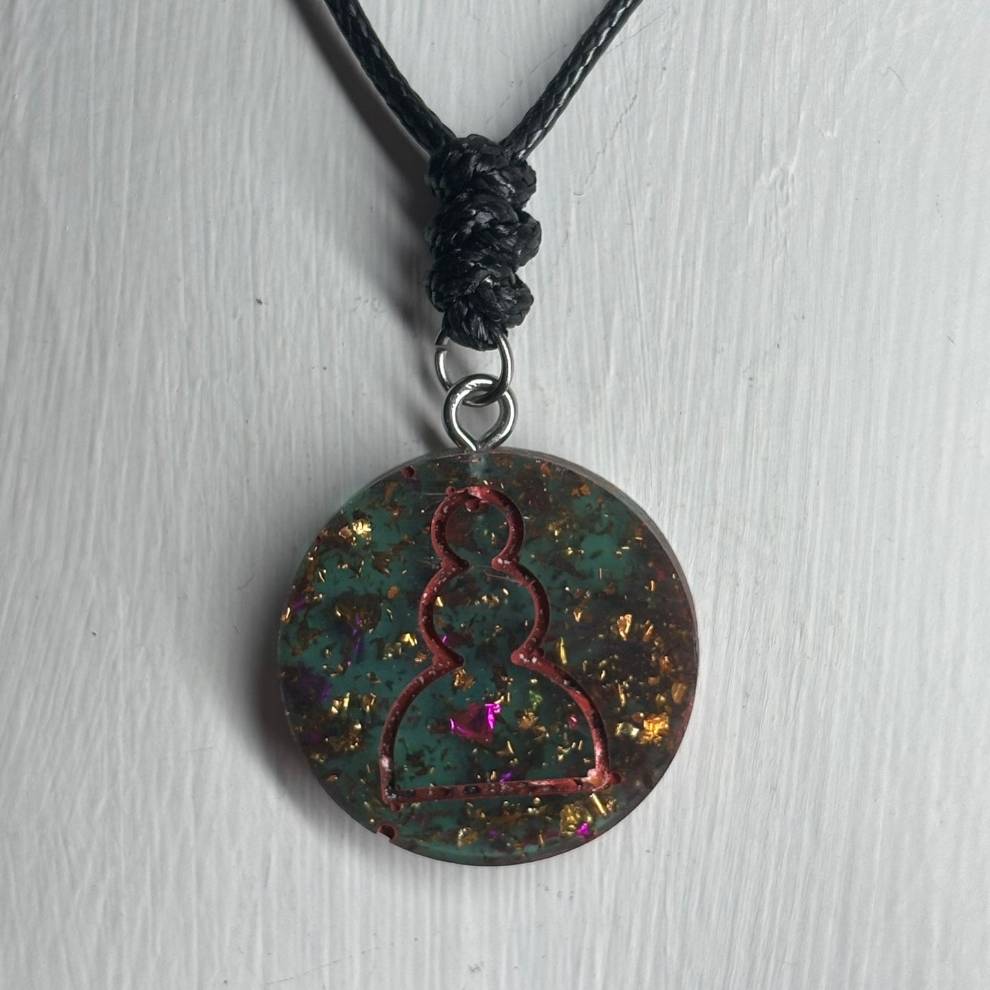 Golden Green Pawn - Handmade Resin Chess Necklace