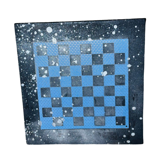 Simplistic Blue Chrome Drip - Large Scrapbook Chess Board