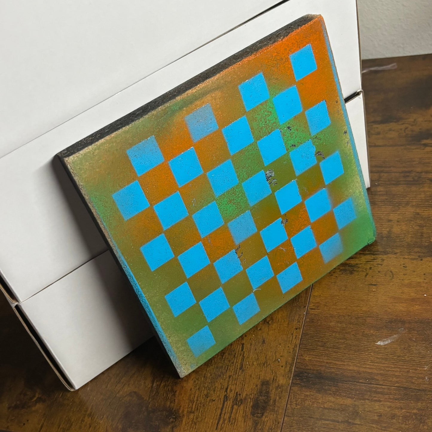 Blue And Dirty Green - Painted Double Sided Chess Board