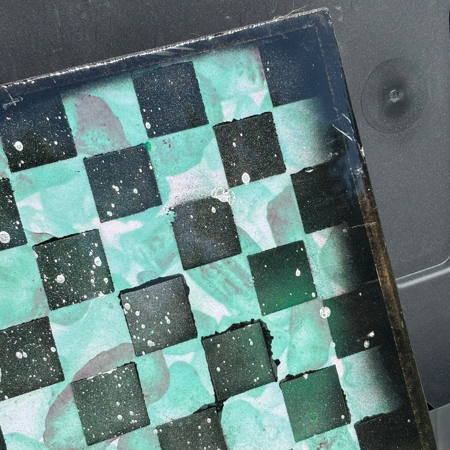 Cosmic Green - Resin Coated Chess Board