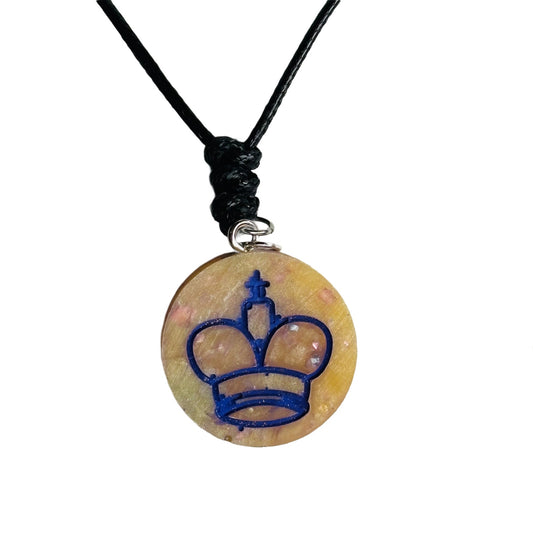 Yellow & Purple King - Handmade Resin Chess Necklace
