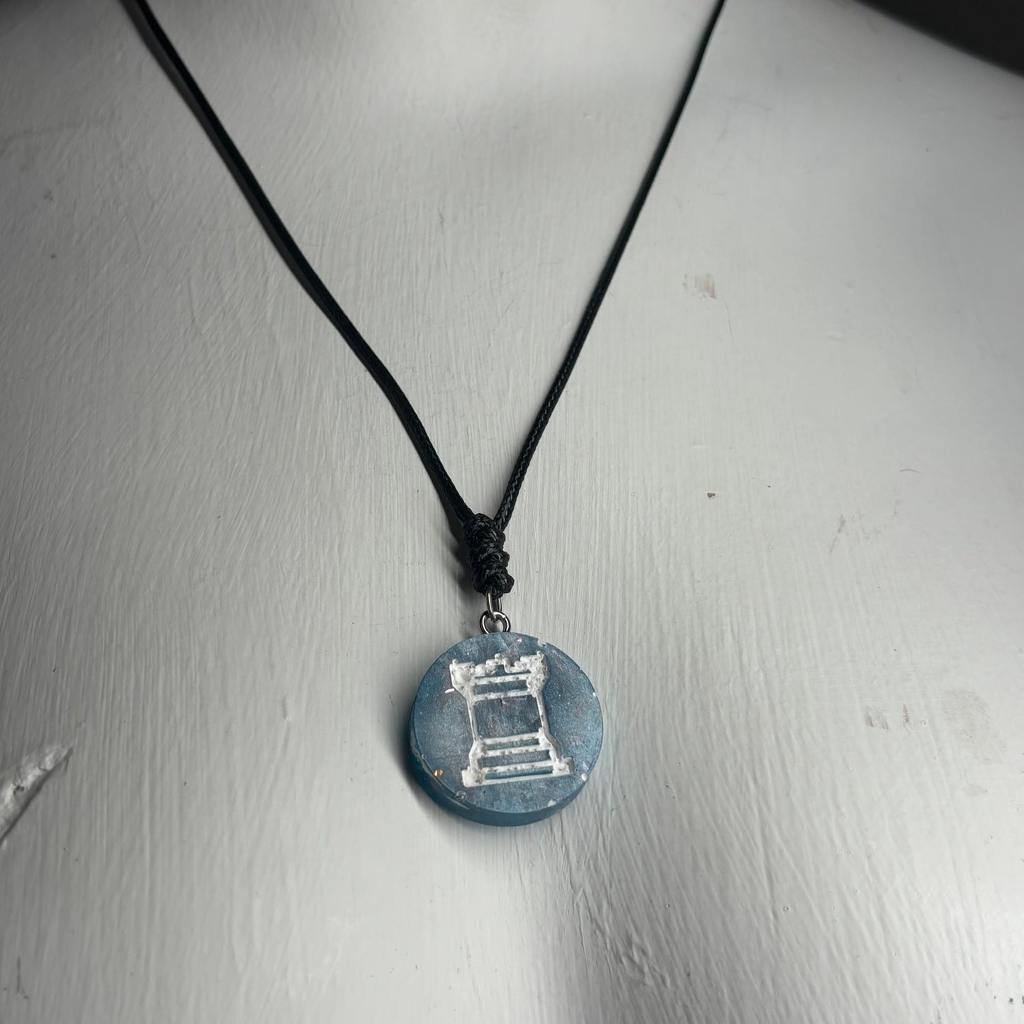 Blue Rook - Handmade Resin Chess Necklace