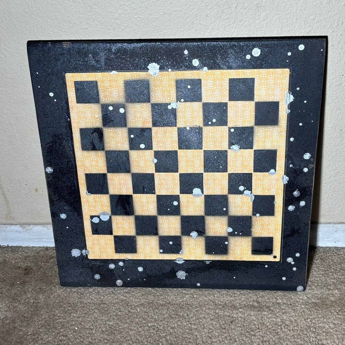 Yellow & Black Chrome Drip - Large Scrapbook Chess Board