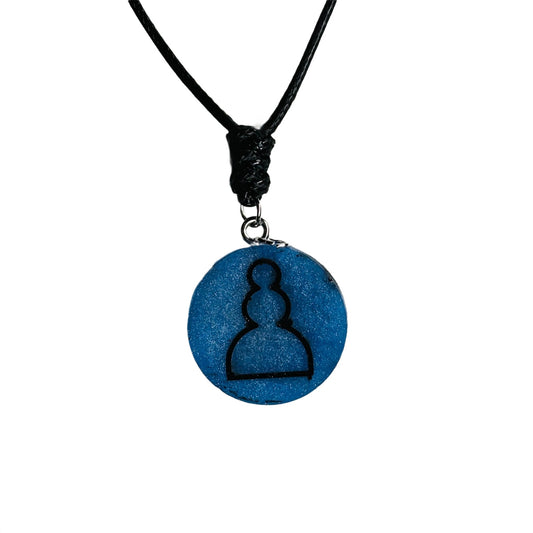 Blue Pawn - Handmade Resin Chess Necklace