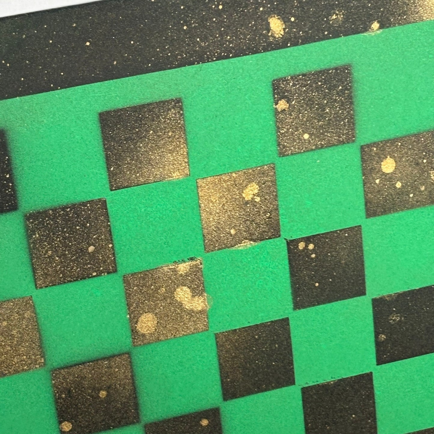 Golden Green & Black - Painted Chess Board