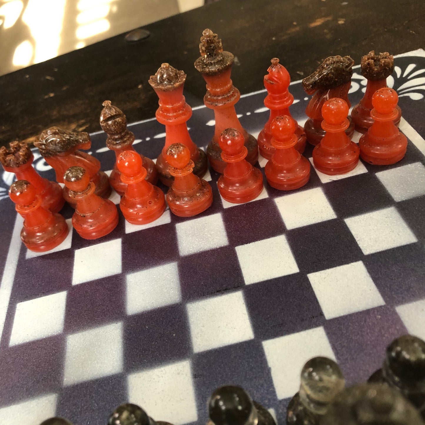 Opal Purple Space - Painted Chess Set