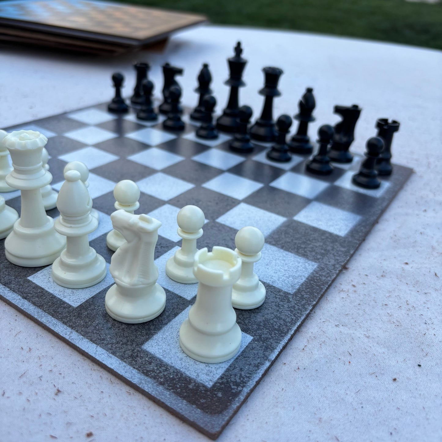 Gray & White - Painted Chess Set