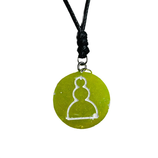 Neon Green Pawn - Handmade Resin Chess Necklace