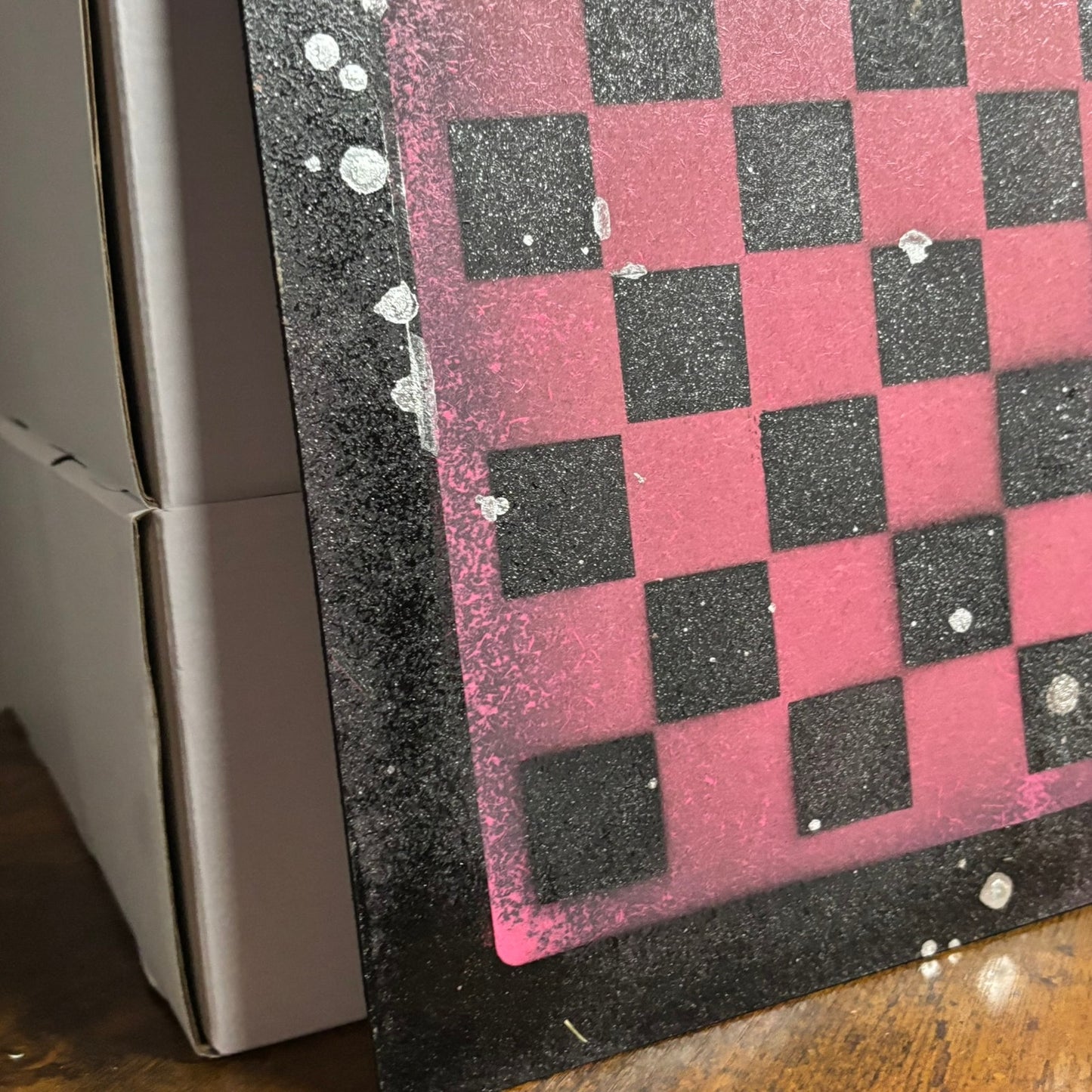 Chrome Pink & Black - Painted Chess Board