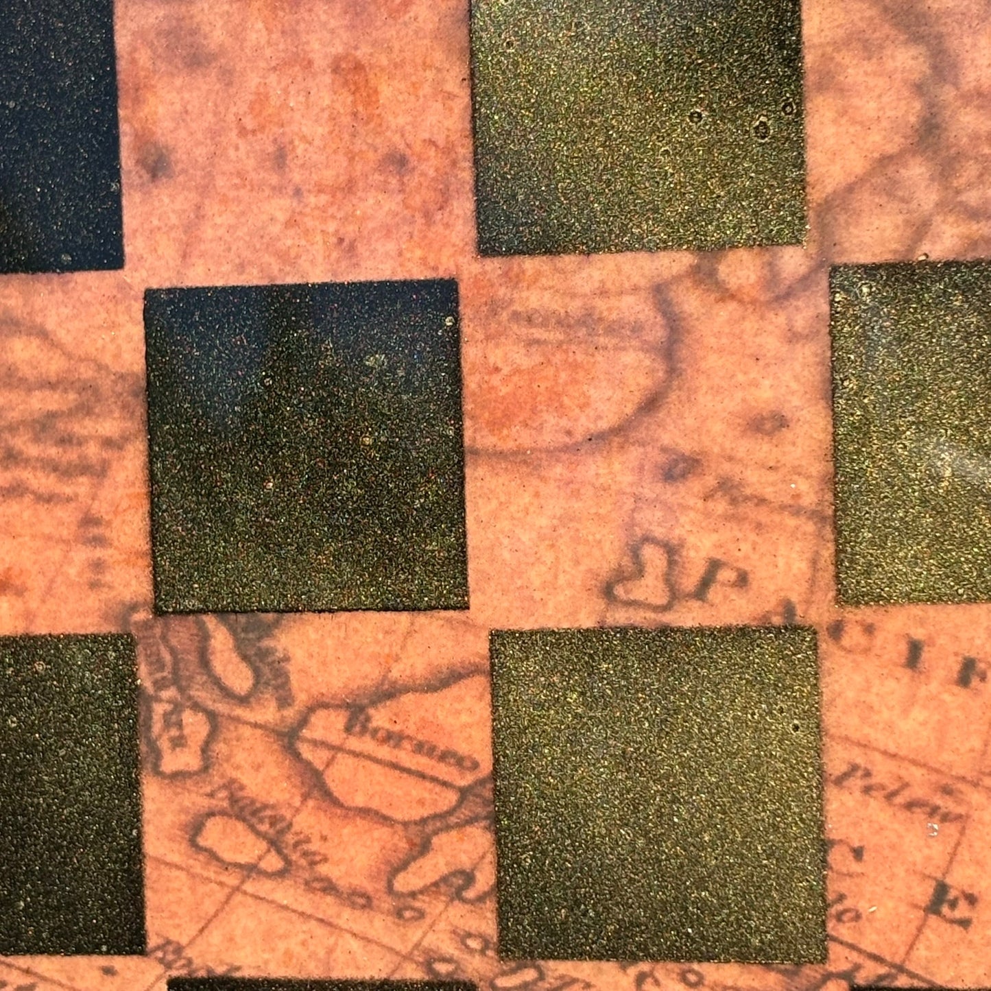 Vintage Map - Resin Coated Chess Board